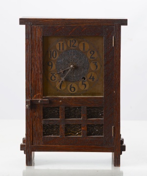 Seth Thomas Mission Oak and Ripple Glass Shelf Clock