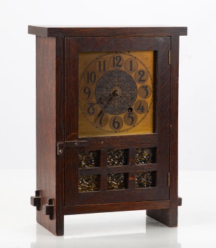Seth Thomas Mission Oak and Ripple Glass Shelf Clock