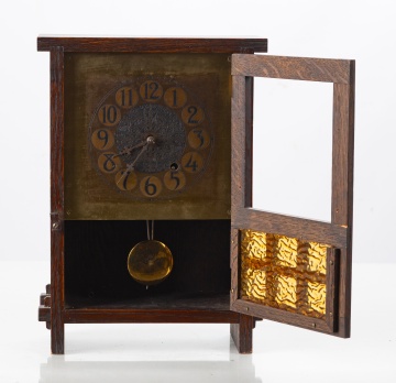Seth Thomas Mission Oak and Ripple Glass Shelf Clock