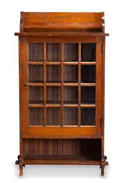 Roycroft, A Rare Single-Door Oak Bookcase with Carved Crest