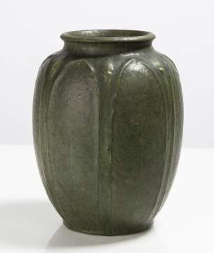 Grueby Tooled-Leaf Matte Green Vase