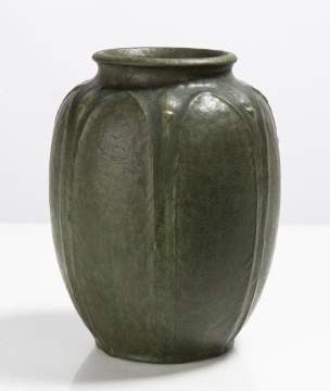 Grueby Tooled-Leaf Matte Green Vase