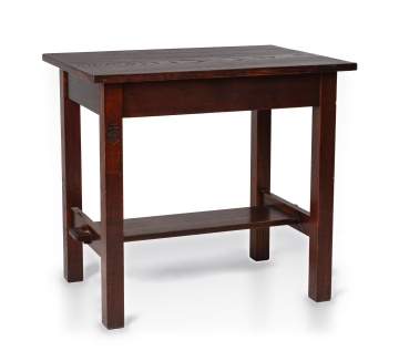 Roycroft, An Oak Library Table with Median Shelf