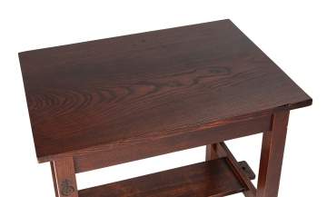 Roycroft, An Oak Library Table with Median Shelf
