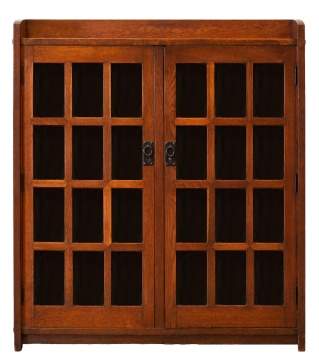 Gustav Stickley, A Twelve-Light Two-Door Oak Bookcase, Model No. 717