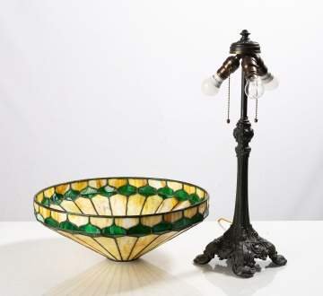 Wilkinson Arts and Crafts Leaded Glass Table Lamp with Green Border