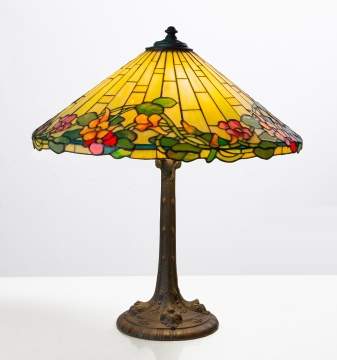 Wilkinson Arts and Crafts Leaded Glass Floral Border Table Lamp