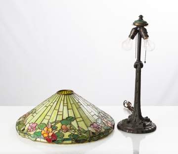 Wilkinson Arts and Crafts Leaded Glass Floral Border Table Lamp
