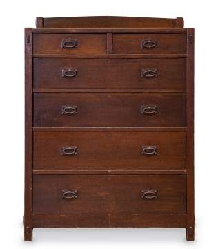 Gustav Stickley, A Tall Two-Over-Four Oak Chest of Drawers, Model No. 627