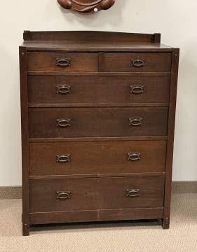 Gustav Stickley, A Tall Two-Over-Four Oak Chest of Drawers, Model No. 627