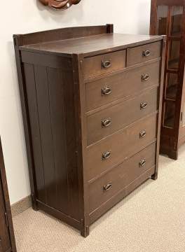 Gustav Stickley, A Tall Two-Over-Four Oak Chest of Drawers, Model No. 627