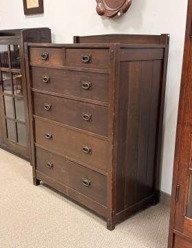 Gustav Stickley, A Tall Two-Over-Four Oak Chest of Drawers, Model No. 627