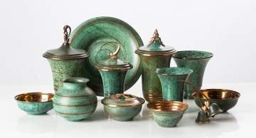 Carl Sorensen Group of Verdigris Metalware