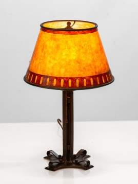 An Arts & Crafts Hammered Copper & Vellum Table Lamp, Hampel