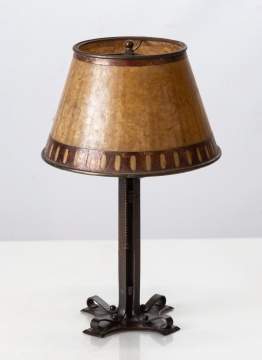 An Arts & Crafts Hammered Copper & Vellum Table Lamp, Hampel
