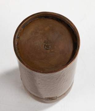 Roycroft Hand-Hammered Copper Vase with Rose Motif