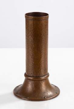 Roycroft Rare Hand-Hammered Copper Vase on a Riveted Flaring Foot