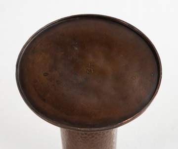 Roycroft Rare Hand-Hammered Copper Vase on a Riveted Flaring Foot