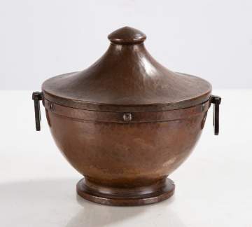 Roycroft Hand-Hammered Copper Covered Urn with Strap Handles