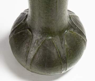 Grueby Tooled-Leaf Matte Green Bottle Vase