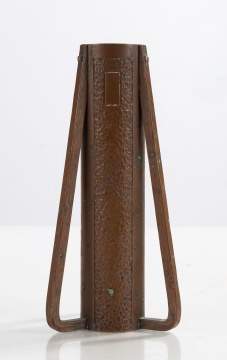 Roycroft Buttressed Hammered Copper Three-Handled Vase Designed by Karl Kipp