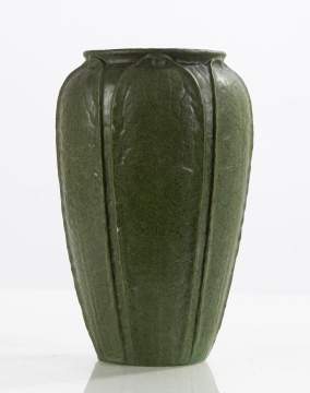 Grueby Tooled-Leaf Matte Green Vase