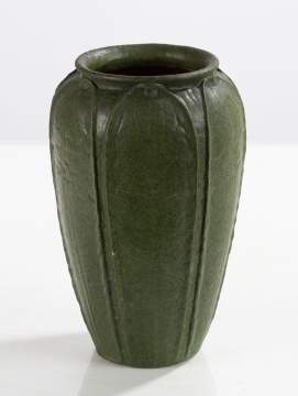 Grueby Tooled-Leaf Matte Green Vase