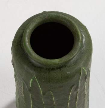 Grueby Pottery Tooled-Leaf Matte Green Vase