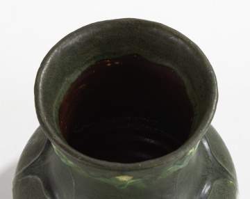 Grueby Pottery Tooled Leaf-and-Bud Squat Vase