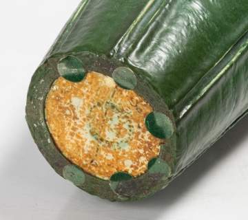 Grueby Tall Tooled-Leaf Green Vase