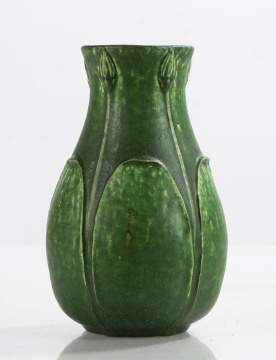 Grueby Tooled Leaf-and-Bud Baluster Vase