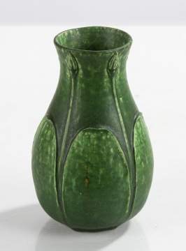 Grueby Tooled Leaf-and-Bud Baluster Vase