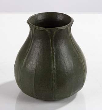 Grueby Pottery Tooled-Leaf Matte Green Glazed Earthenware Vase
