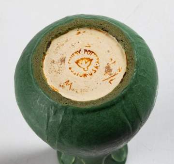 Grueby Pottery Tooled-Leaf Matte Green Glazed Earthenware Baluster Vase
