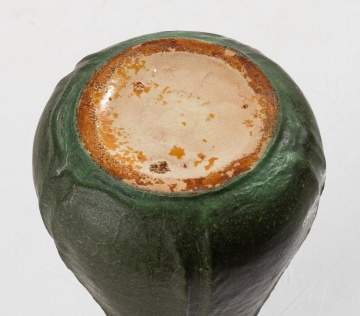 Grueby Tooled-Leaf Matte Green Glazed Earthenware Vase