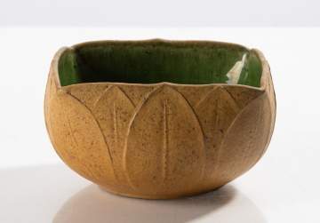 Grueby Pottery Yellow Glazed Earthenware Lotus Bowl