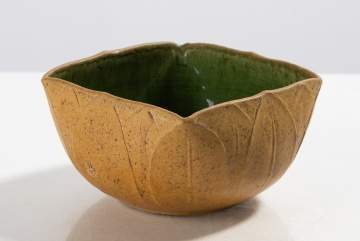 Grueby Pottery Yellow Glazed Earthenware Lotus Bowl