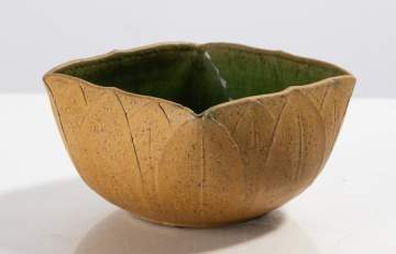 Grueby Pottery Yellow Glazed Earthenware Lotus Bowl