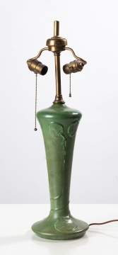 Hampshire Pottery Molded Leaf Matte Green Lamp Base