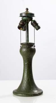 Arts and Crafts Mottled Green Glazed Art Pottery Lamp Base, Probably Hampshire