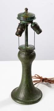 Arts and Crafts Mottled Green Glazed Art Pottery Lamp Base, Probably Hampshire