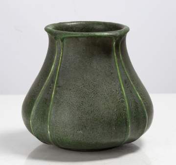 Ruth Erickson (b. 1883; active 1899-1910) for Grueby Tooled-Leaf Matte Green Vase