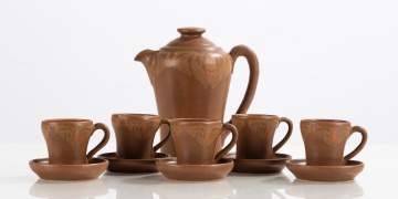 Frederick E. Walrath, Walrath Pottery Leaf-Decorated Tea Set