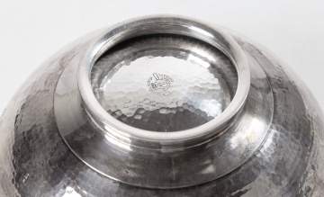 Karl Kipp Hand-Wrought Silver Bowl with Applied Rosettes