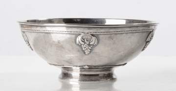 Roycroft Hammered Silver Bowl with Applied Grape Clusters