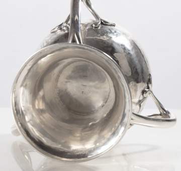 The Goldsmiths & Silversmiths Company Ltd. Arts and Crafts Hand-Hammered Sterling Silver Three-Handled Loving Cup