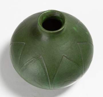 Ellen W. Robbins for Grueby Faience Company Tooled-Leaf Matte Green Vase