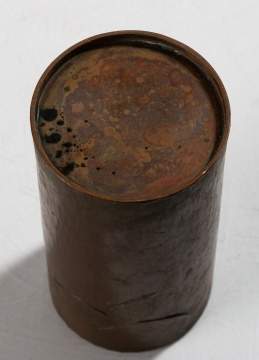 Hand-Hammered Copper Vase with Applied Leaf Decoration