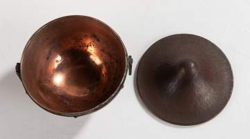 Roycroft Hand-Hammered Copper Covered Urn with Applied Monogram