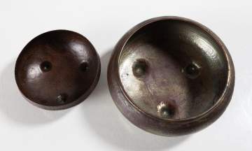 Roycroft Two Three-Footed Hammered Copper Jardinieres
